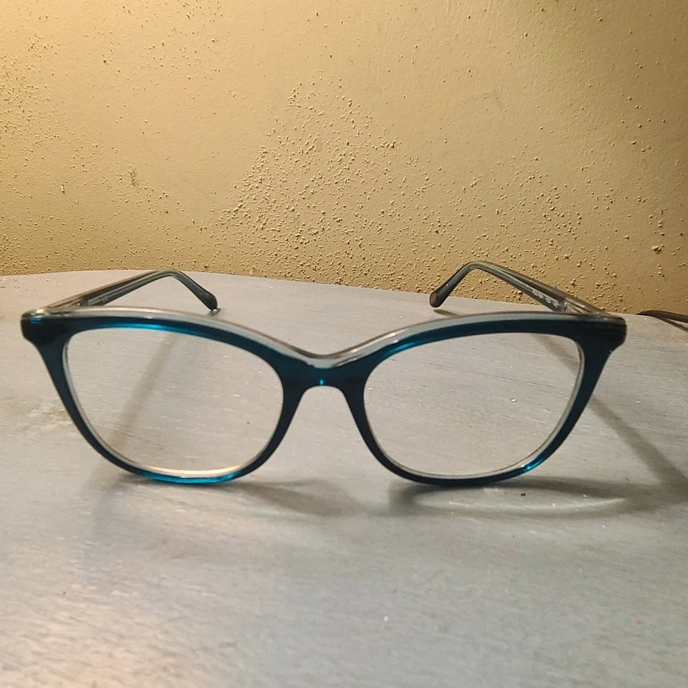 Fossil Eyeglasses Womens 140 Teal Blue FOS 7081 1ED Cat Eye Optical Frames